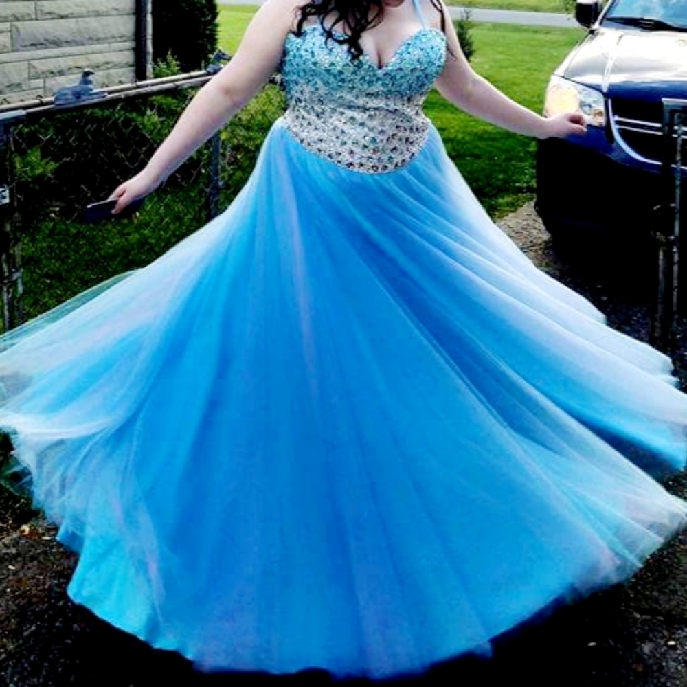 Corsetted Blue Prom Dress